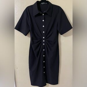 Rickie Freeman for Teri Jon Black Buttoned Midi Dress